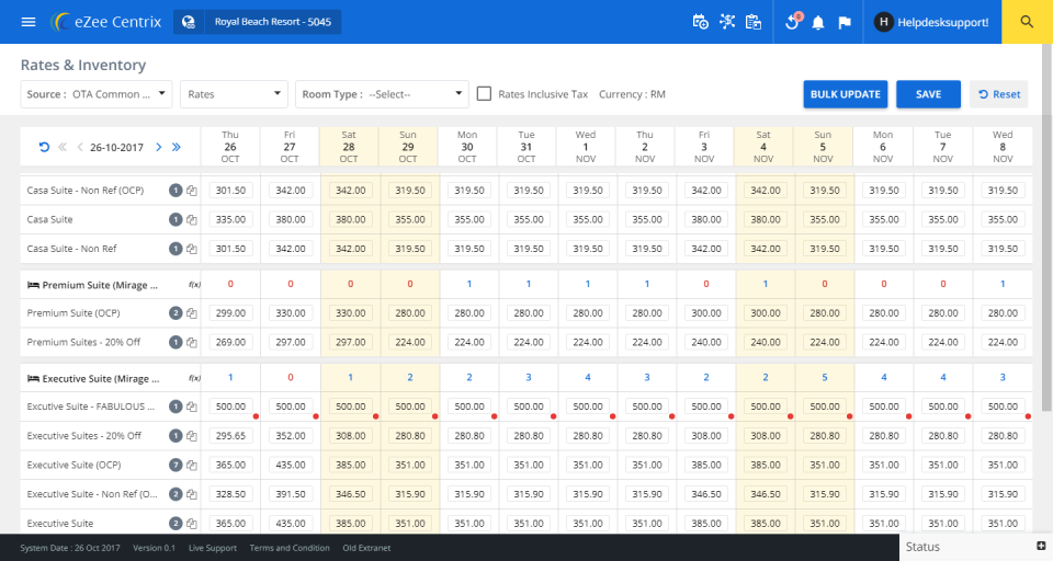screenshot of eZee Centrix
